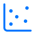 Scatter plot icon with blue dots and axes representing data points.